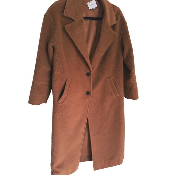 Greylin Bryce Brushed Oversized Long Coat Brown Button XS Winter Quiet Luxury - Picture 6 of 14